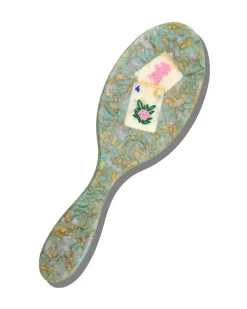 Hand Painted Flower Mahjong Amazing Hair Day Brush in Seafoam Combo