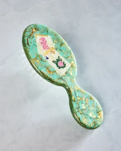 Hand Painted Flower Mahjong Handbag Hero Brush in Seafoam Combo