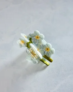 Hand Painted Forget Me Not Claw Hair Clip in Blue Combo