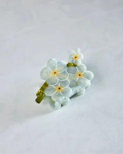 Hand Painted Forget Me Not Claw Hair Clip in Blue Combo