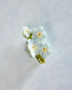 Hand Painted Forget Me Not Claw Hair Clip in Blue Combo
