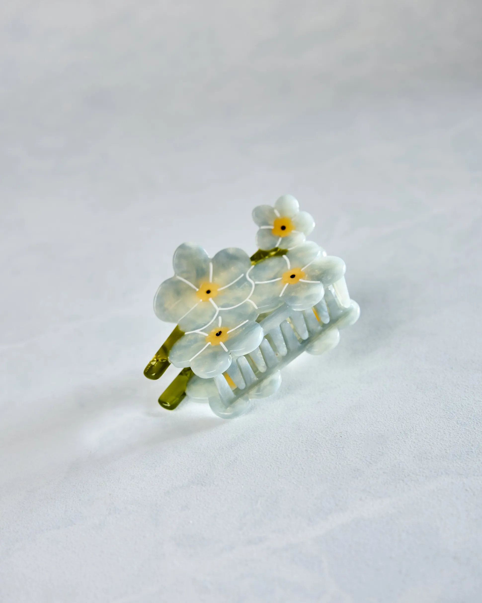 Hand Painted Forget Me Not Claw Hair Clip in Blue Combo