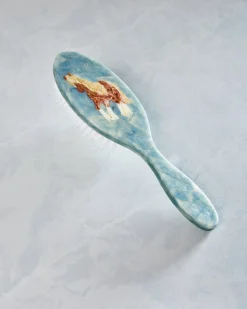Hand Painted Horse Amazing Hair Day Brush in Blue Combo