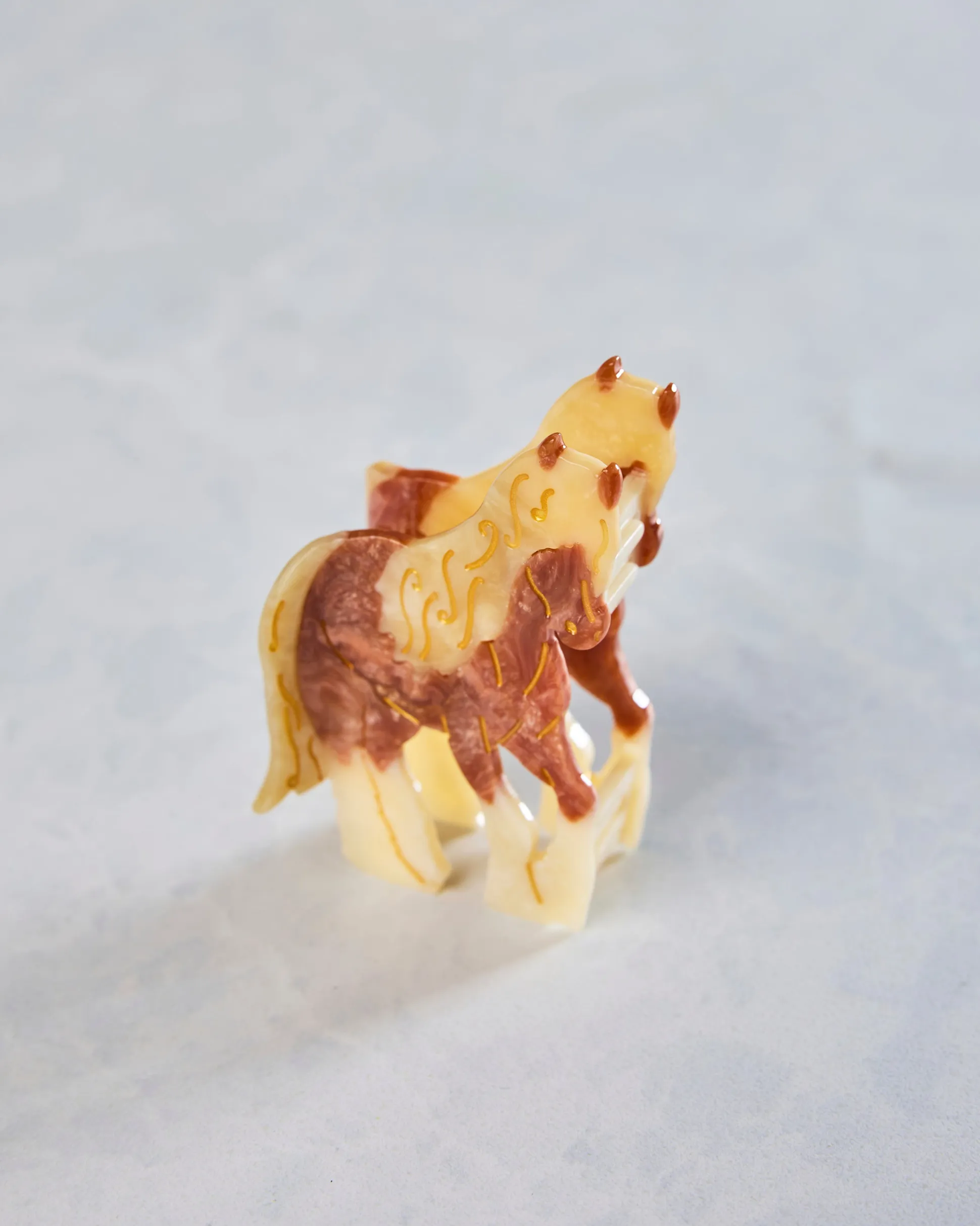 Hand Painted Horse Claw Clip in Brown Combo