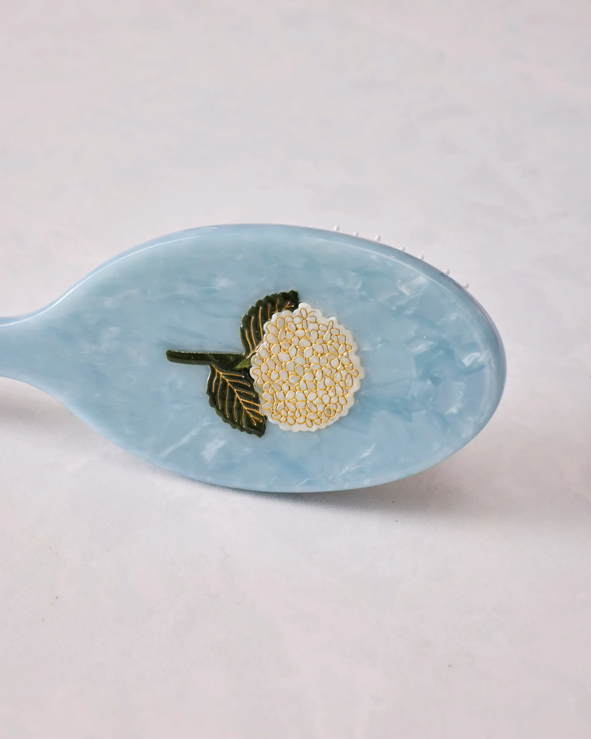 Hand Painted Hydrangea Amazing Hair Day Brush in Blue Combo