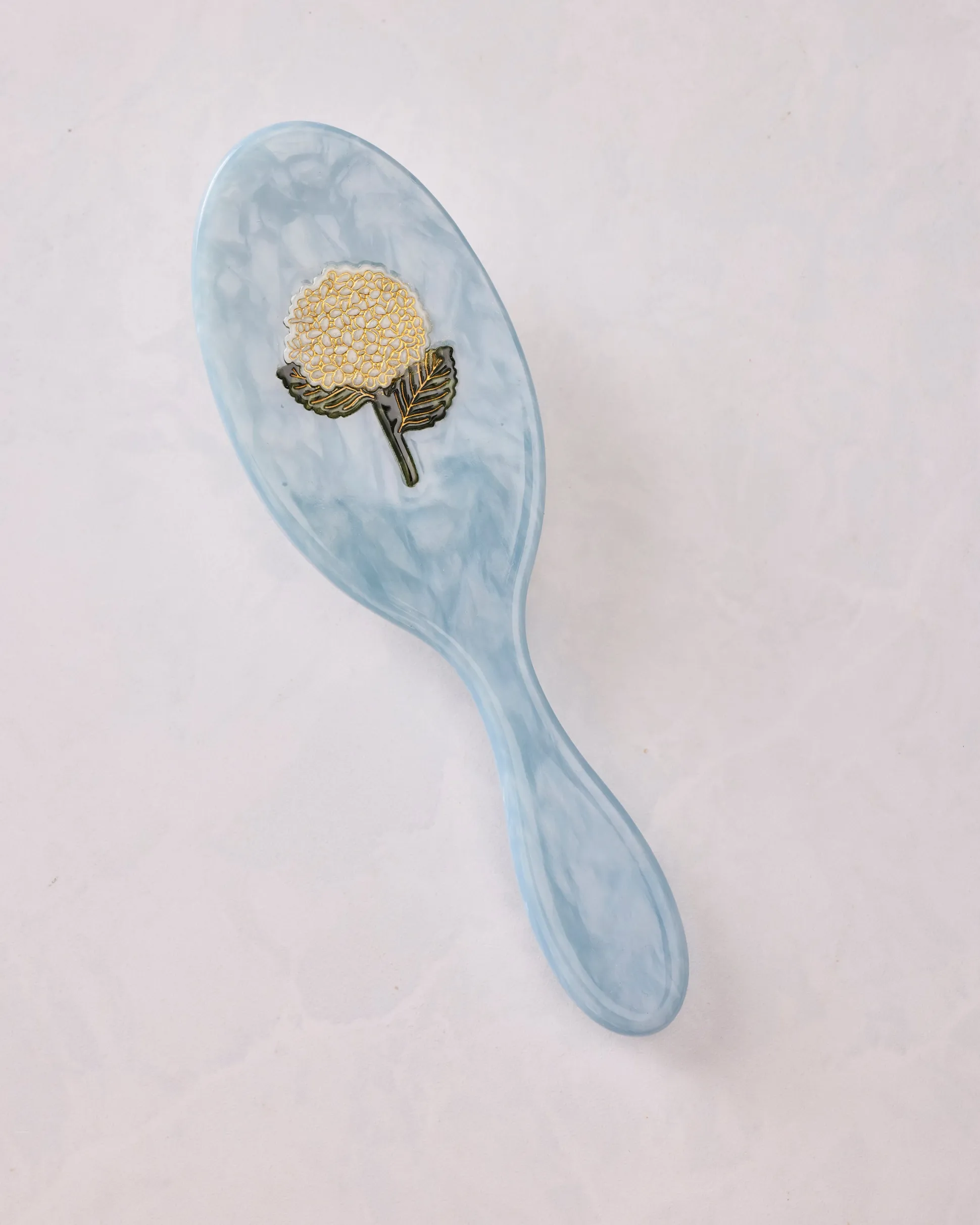 Hand Painted Hydrangea Amazing Hair Day Brush in Blue Combo