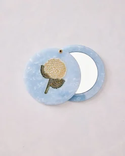 Hand Painted Hydrangea Compact Mirror in Blue Combo