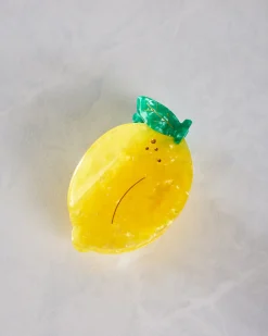 Hand Painted Lemon Fruit Claw Hair Clip in Yellow