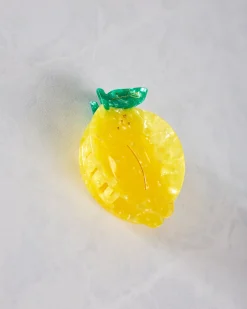 Hand Painted Lemon Fruit Claw Hair Clip in Yellow