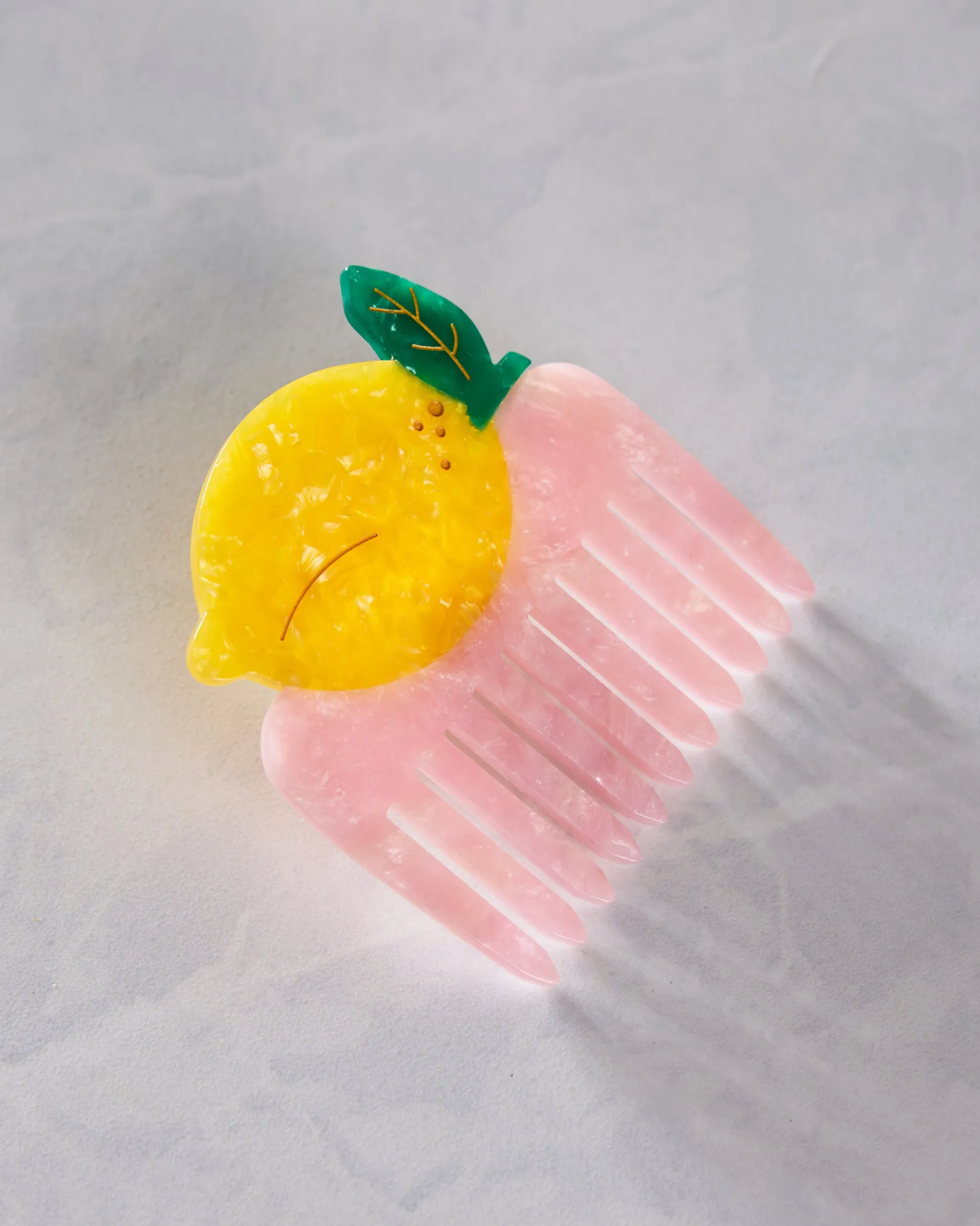 Hand Painted Lemon Pocket Hair Comb in Yellow Combo