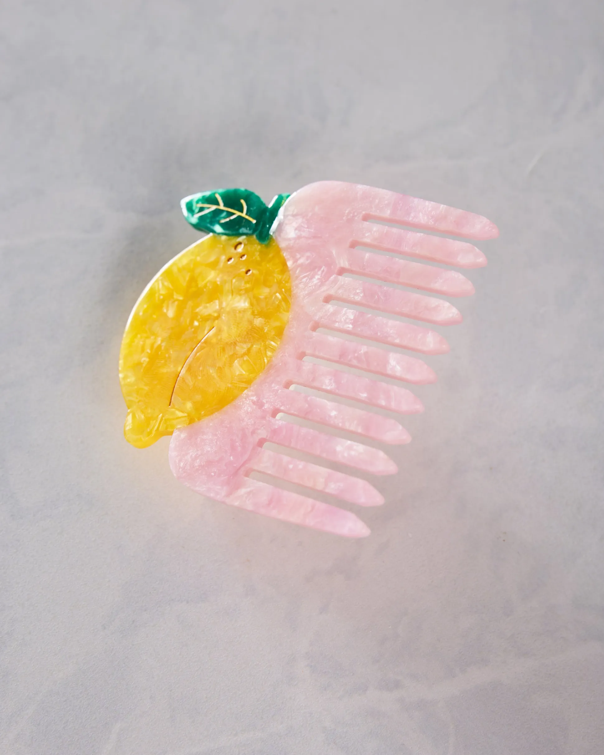 Hand Painted Lemon Pocket Hair Comb in Yellow Combo