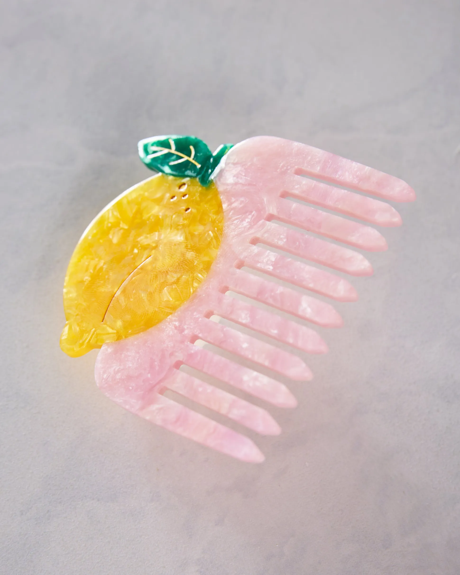 Hand Painted Lemon Pocket Hair Comb in Yellow Combo