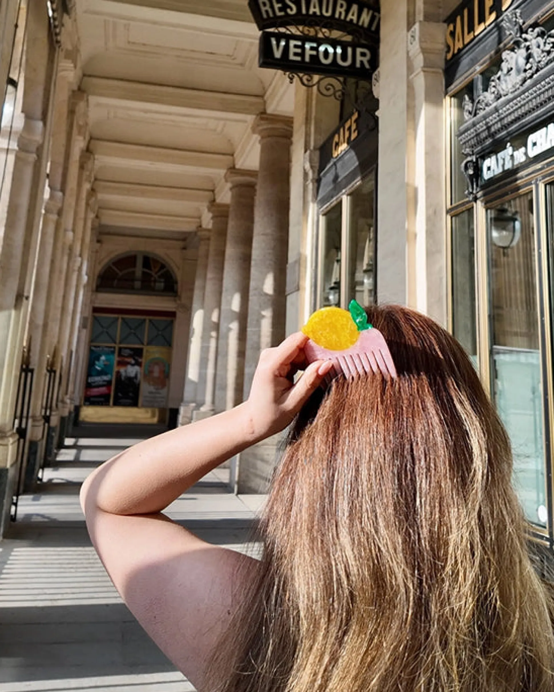 Hand Painted Lemon Pocket Hair Comb in Yellow Combo