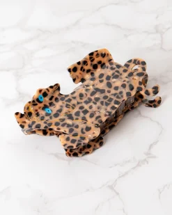 Hand Painted Leopard Claw Hair Clip in Brown