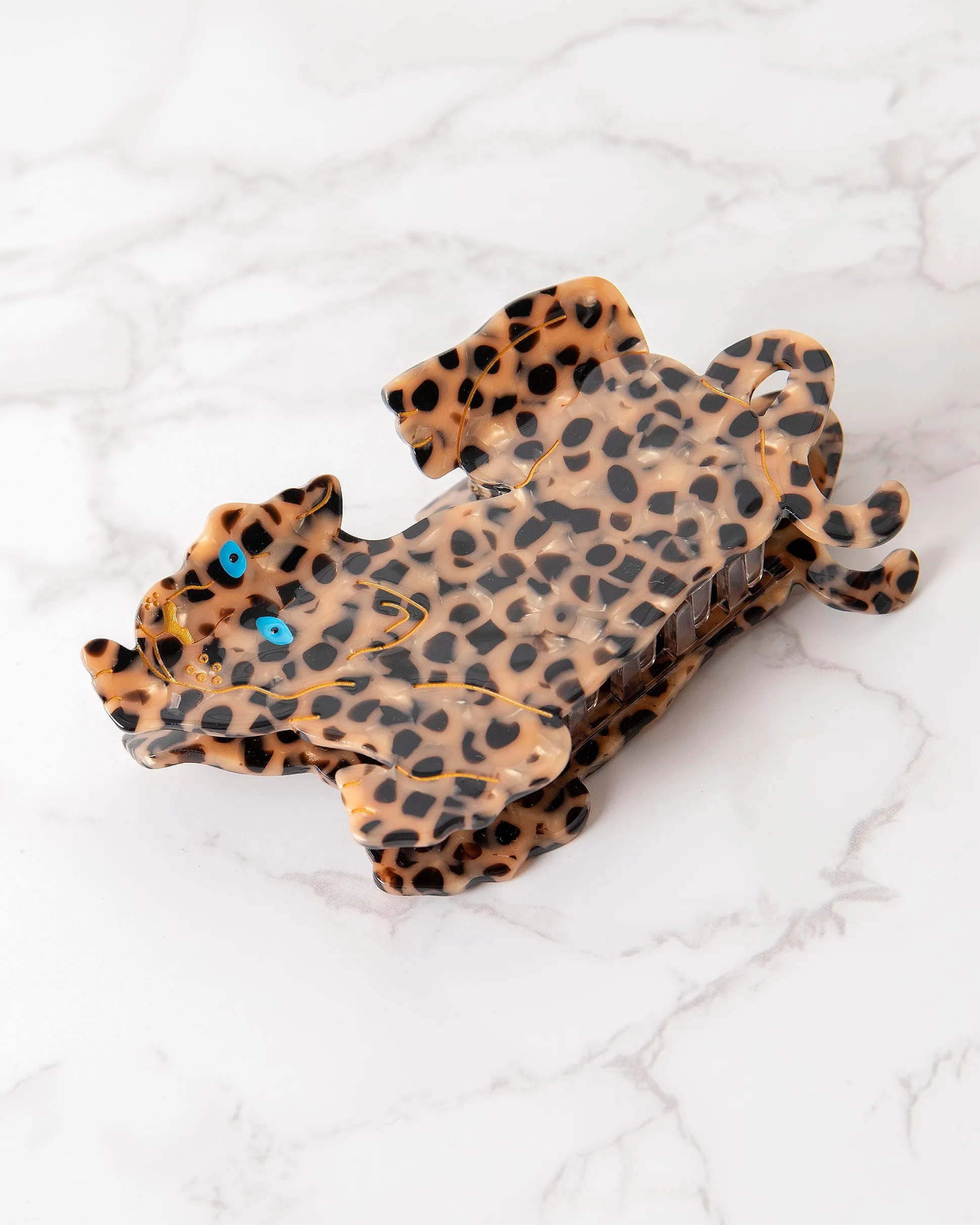 Hand Painted Leopard Claw Hair Clip in Brown