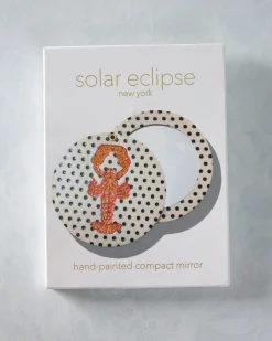 Hand Painted Lobster Compact Mirror in Polka Dot Combo