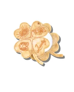 Hand Painted Lucky Clover Compact in Ivory Combo