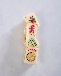 Hand Painted Mahjong Oversize Claw Clip in Multi