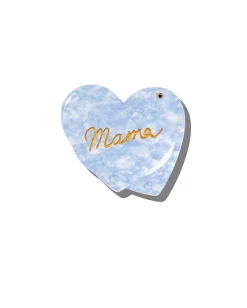 Hand Painted Mama Heart Compact Mirror in Light Blue