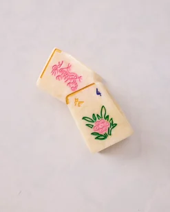 Hand Painted Mini Flower Mahjong Claw Clip in Ivory Combo