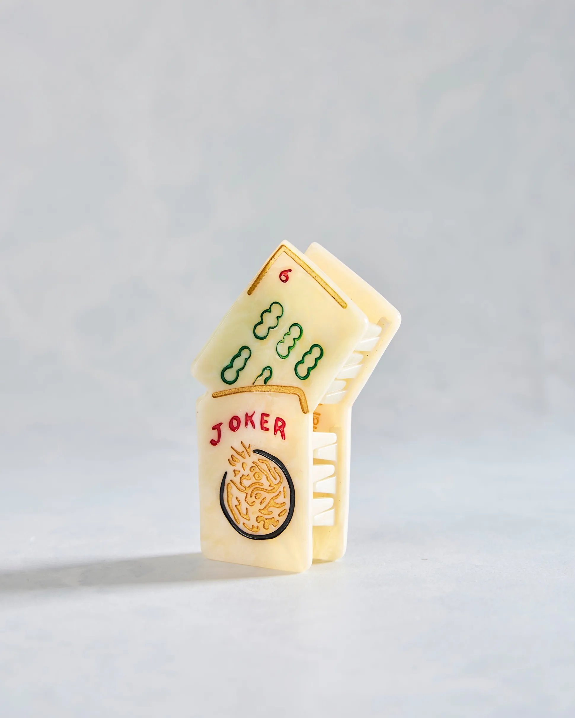 Hand Painted Mini Mahjong Clip in Ivory