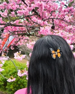 Hand Painted Mini Monarch Butterfly Claw Hair Clip in Orange Combo