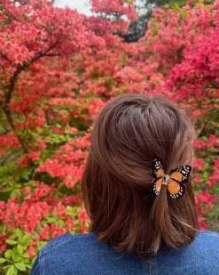 Hand Painted Mini Monarch Butterfly Claw Hair Clip in Orange Combo