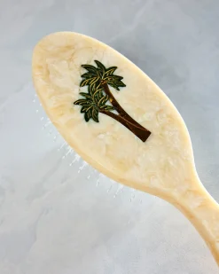Hand Painted Palm Trees Amazing Hair Brush in Ivory Combo