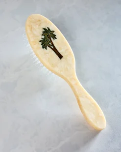 Hand Painted Palm Trees Amazing Hair Brush in Ivory Combo