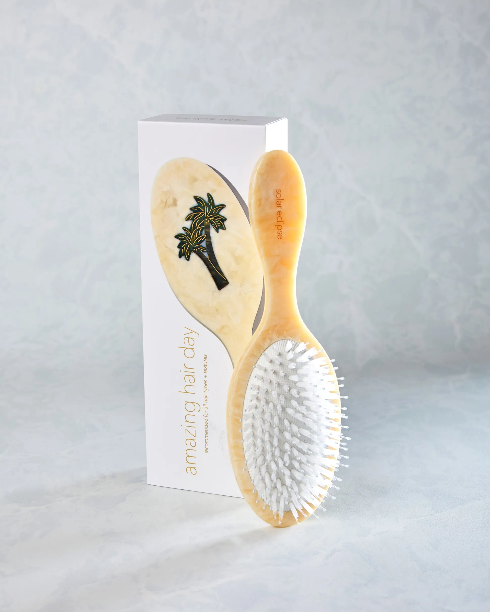 Hand Painted Palm Trees Amazing Hair Brush in Ivory Combo