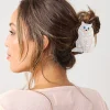 Hand Painted Persian Cat Claw Hair Clip in White