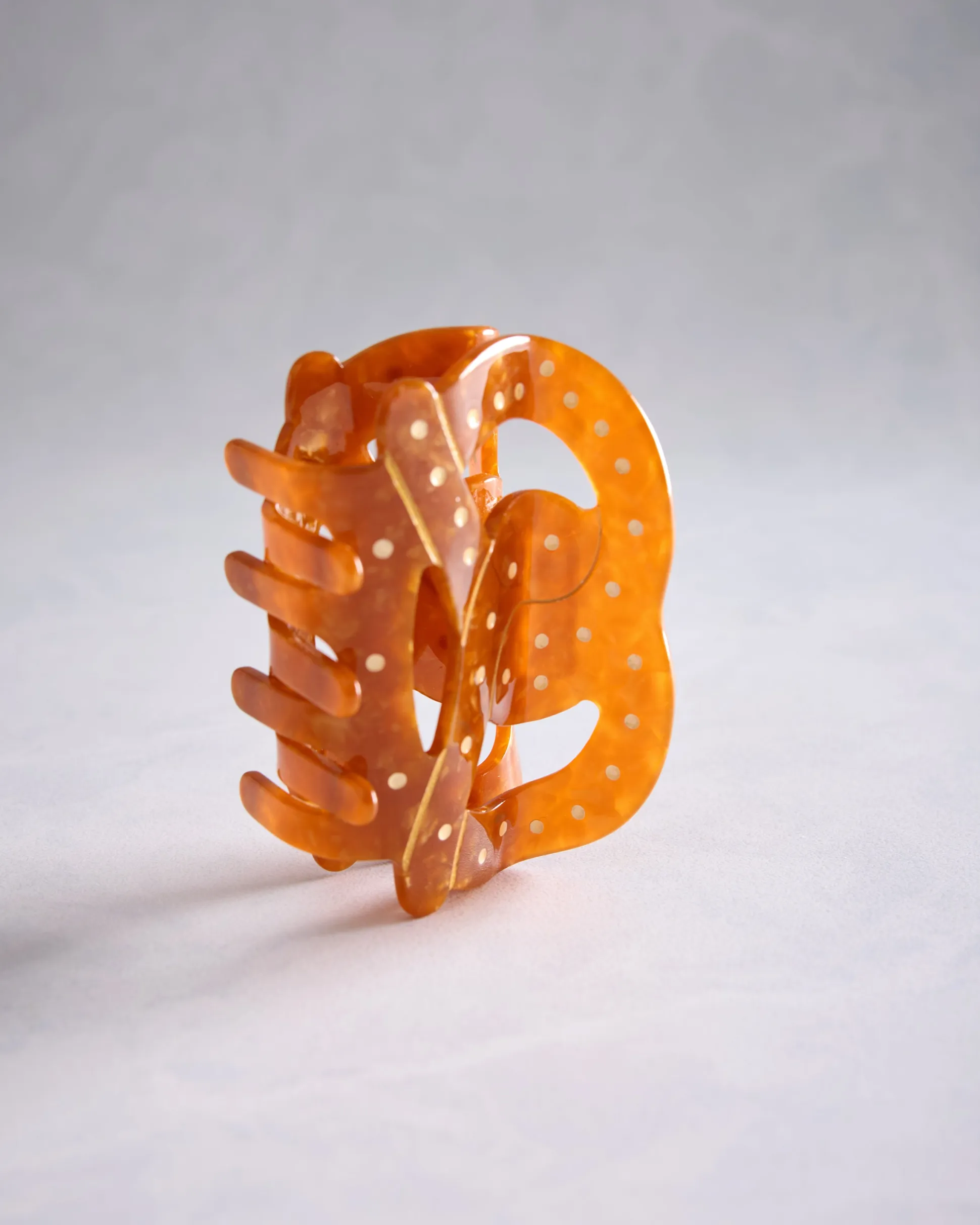 Hand Painted Pretzel Hair Claw Clip in Brown Combo