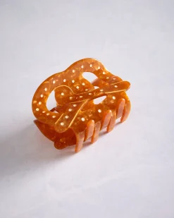 Hand Painted Pretzel Hair Claw Clip in Brown Combo