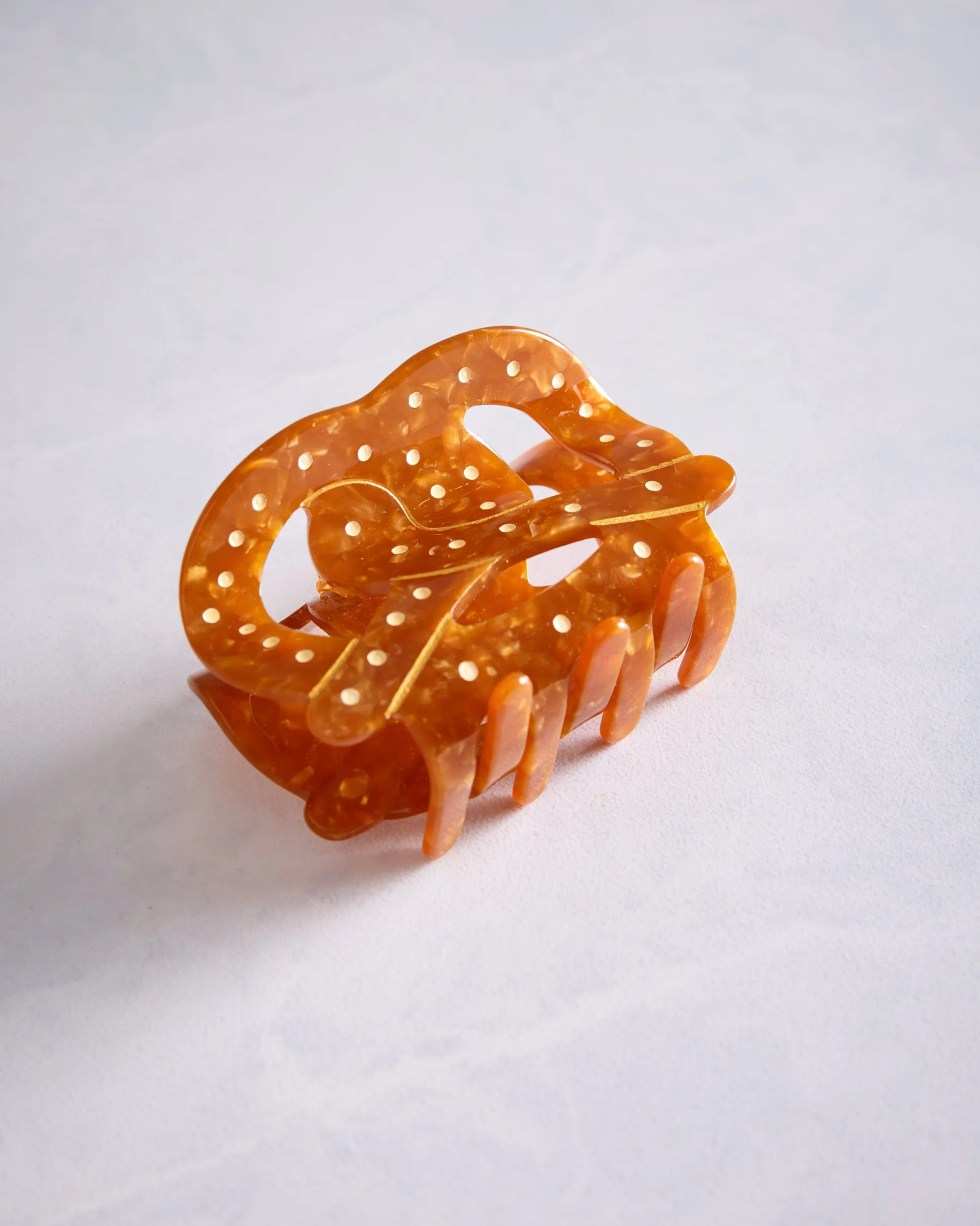 Hand Painted Pretzel Hair Claw Clip in Brown Combo