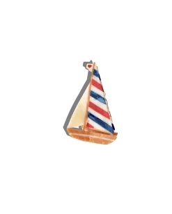 Hand Painted Sailboat Claw Hair Clip in Blue/Red