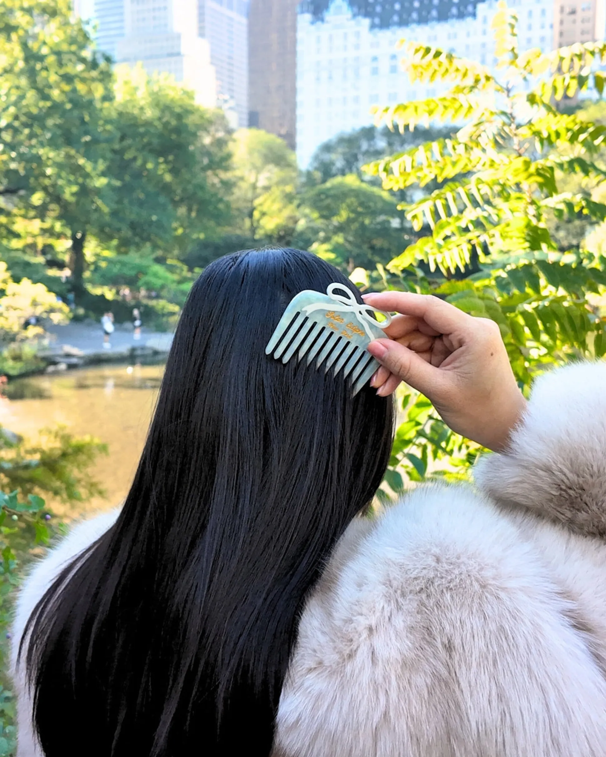 Hand Painted Something Blue Pocket Comb in White