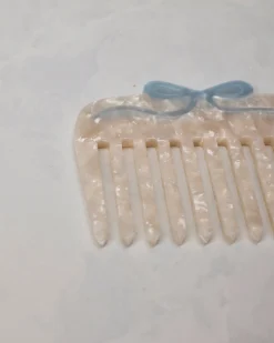 Hand Painted Something Blue Pocket Comb in White