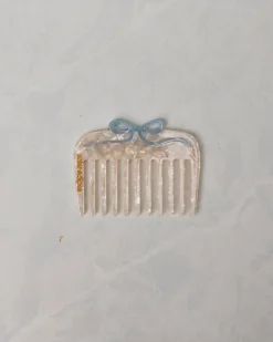 Hand Painted Something Blue Pocket Comb in White