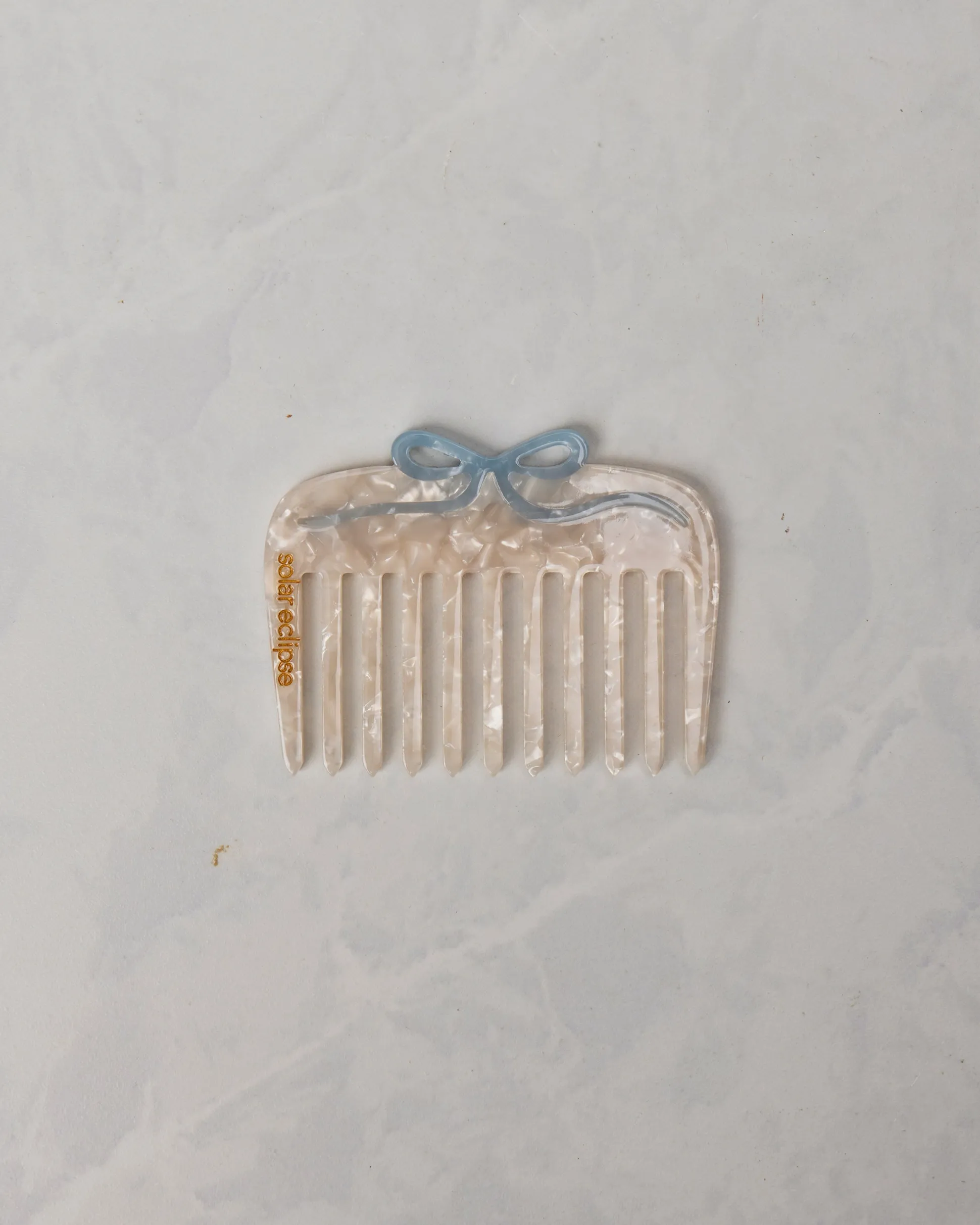 Hand Painted Something Blue Pocket Comb in White