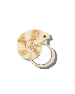 Hand Painted Spiral Shell Compact Mirror in Ivory