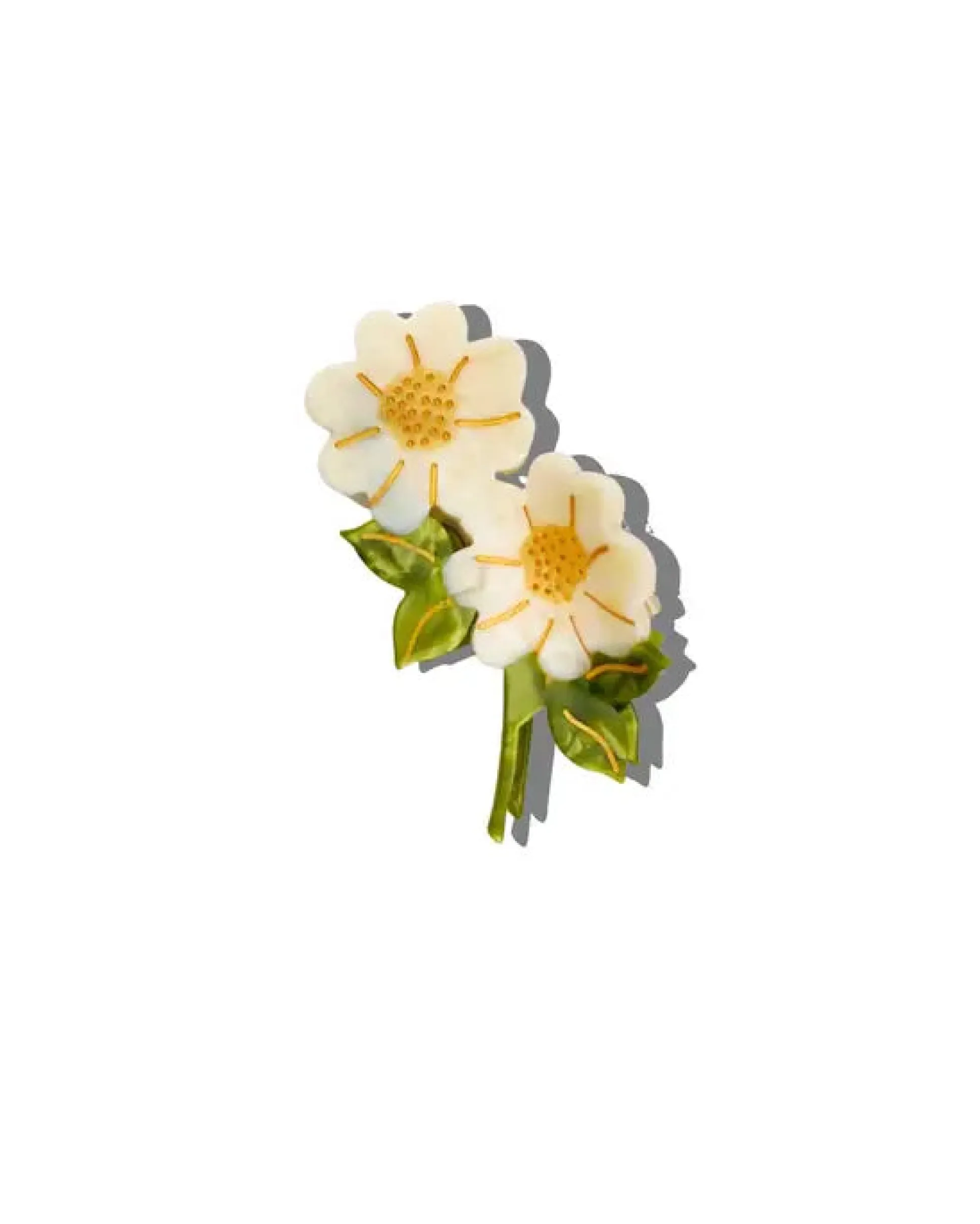 Hand Painted Vintage Daisy Stem Claw Hair Clip in Ivory