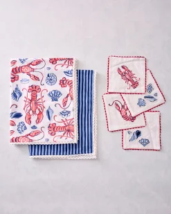 Hostess Kitchen Towels & Cocktail Napkins Bundle in Lobster Landing