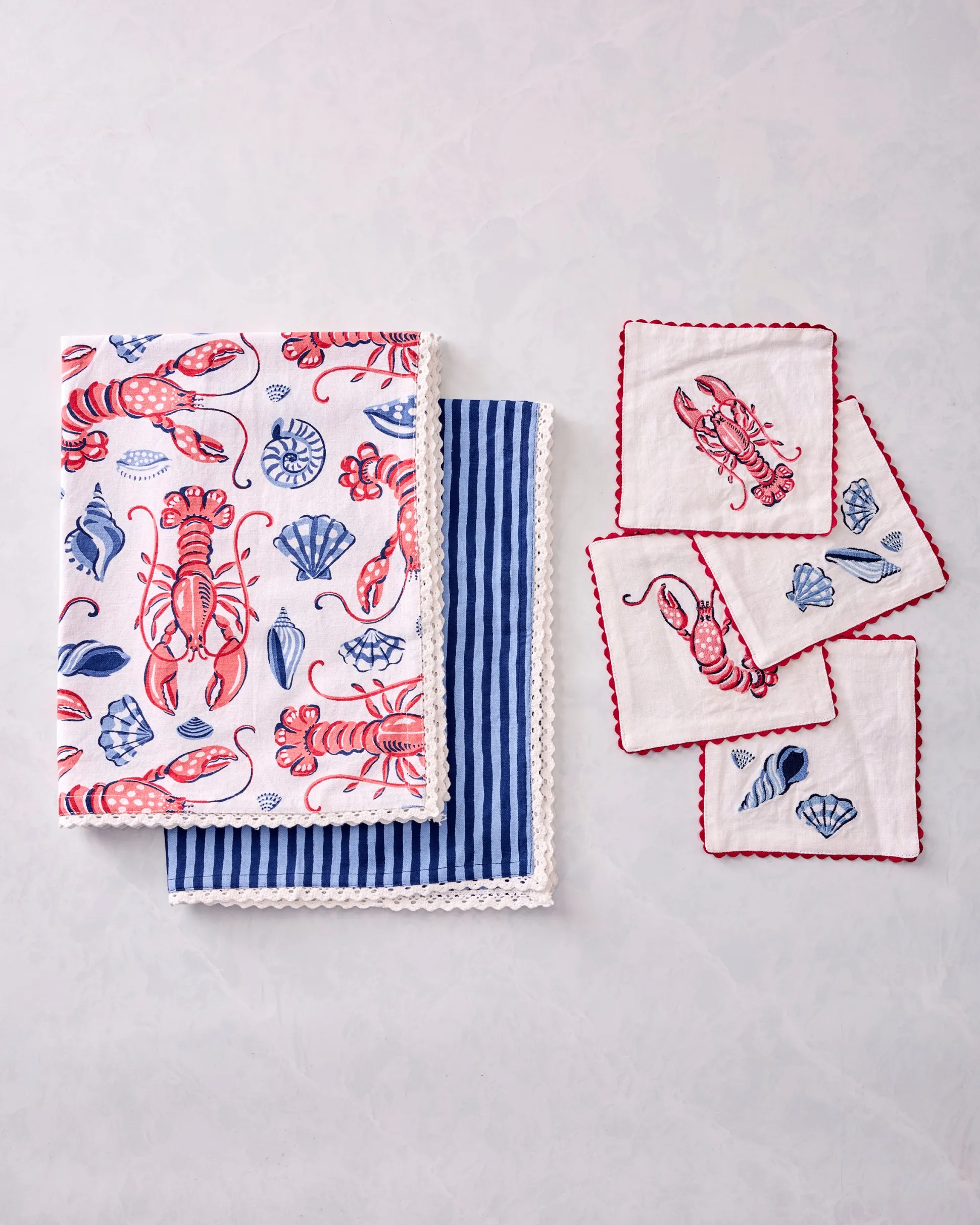 Hostess Kitchen Towels & Cocktail Napkins Bundle in Lobster Landing