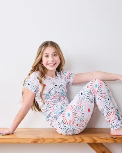 Kids Organic Pima Short Sleeve PJ Set in Sparks Fly