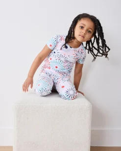 Kids Organic Pima Short Sleeve PJ Set in Sparks Fly