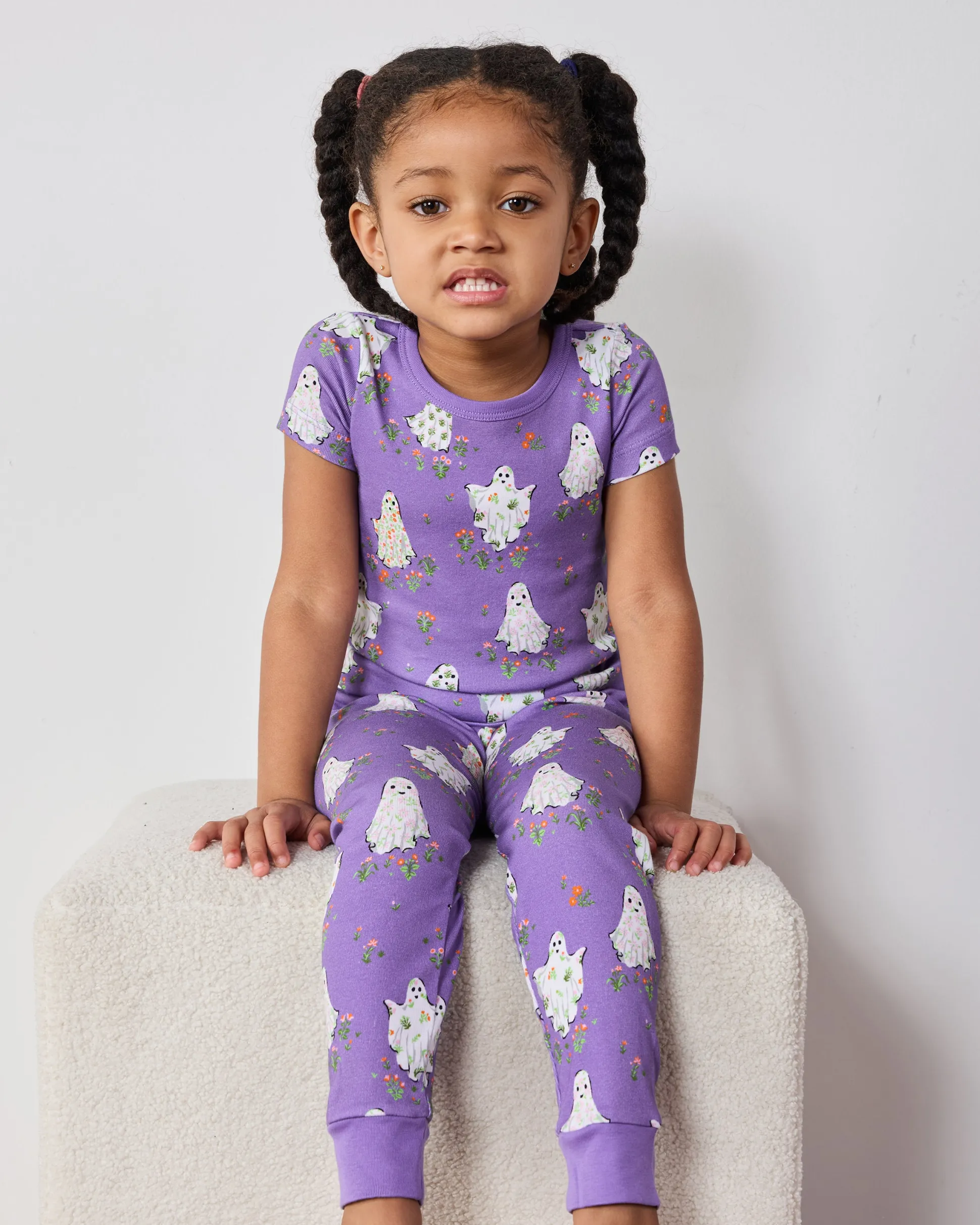 Kids Organic Pima Short Sleeve PJ Set in Gardening Ghosts