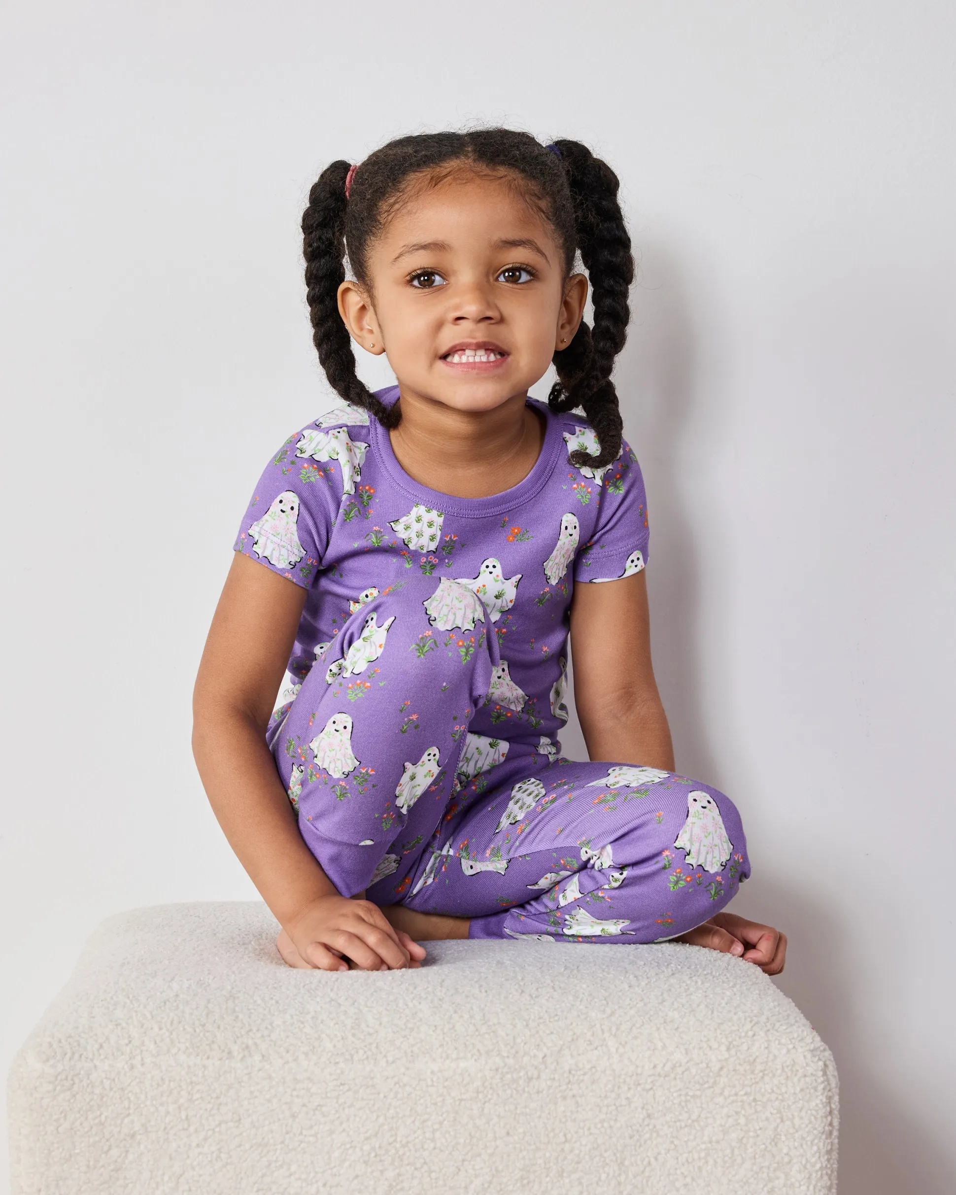 Kids Organic Pima Short Sleeve PJ Set in Gardening Ghosts
