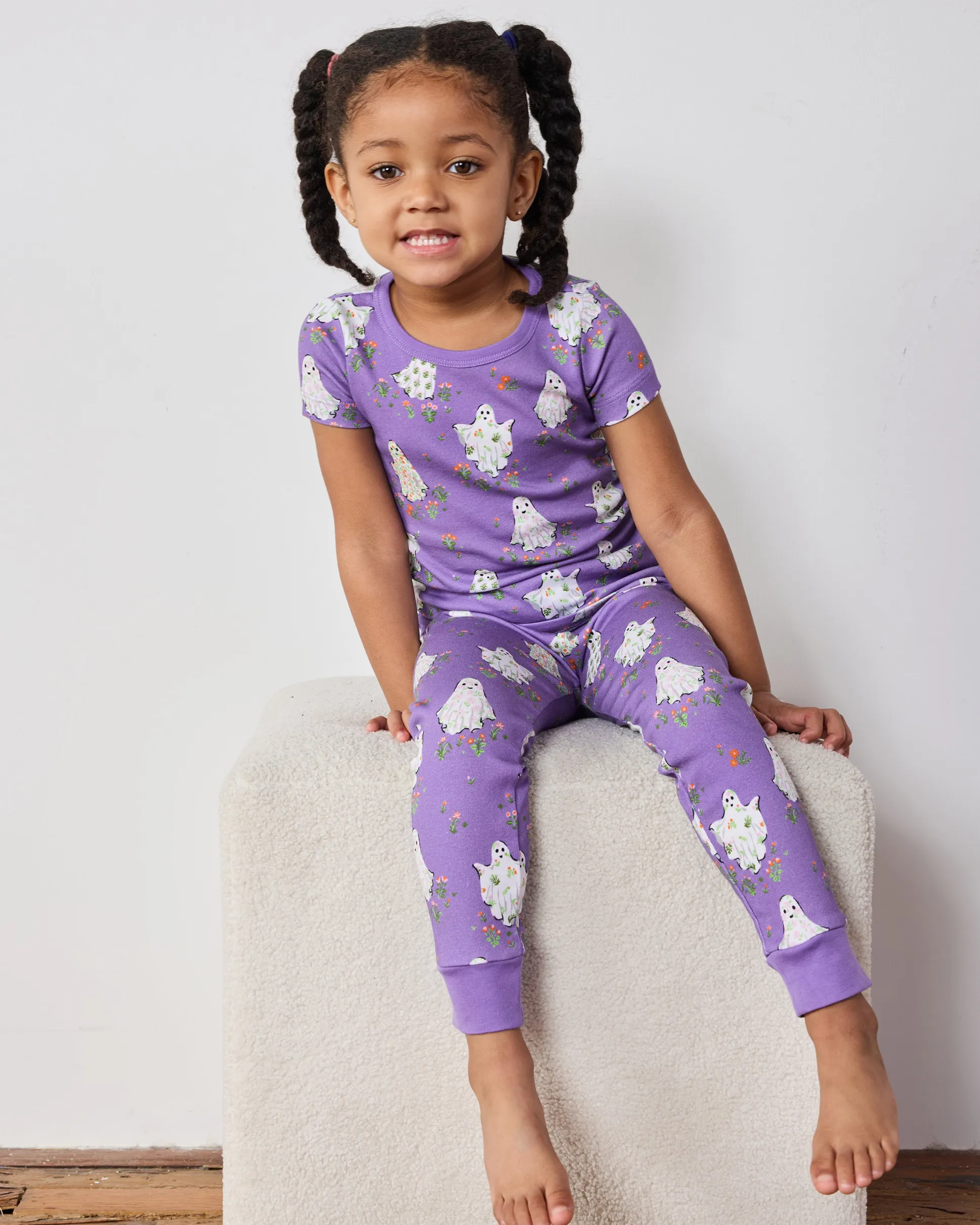 Kids Organic Pima Short Sleeve PJ Set in Gardening Ghosts