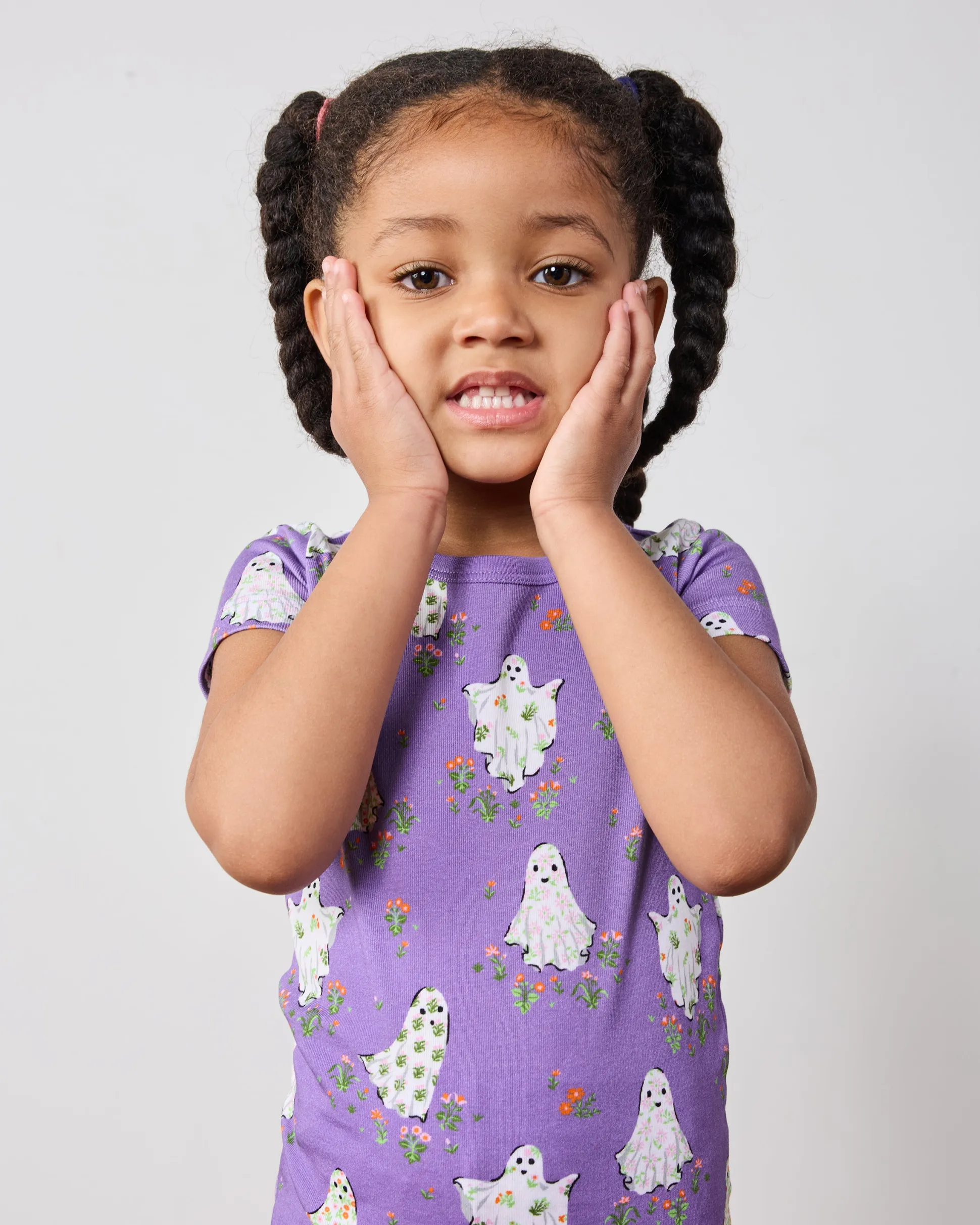 Kids Organic Pima Short Sleeve PJ Set in Gardening Ghosts