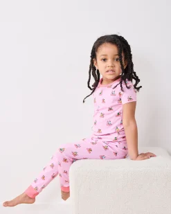 Kids Organic Pima Short Sleeve PJ Set in Flamingo Floaties
